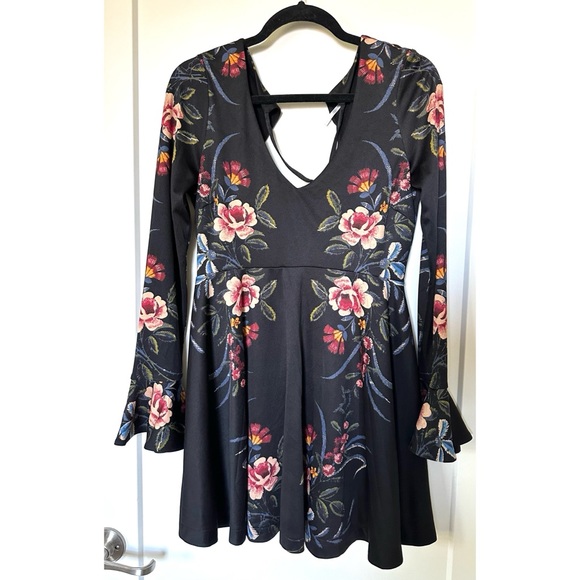 Free People Date Night Black Long Sleeve Mini Dress - Picture 6 of 9